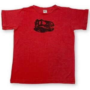 Urban Smalls Youth Size 12 Red T Rex Dino Skull Graphic Short Sleeve T-Shirt
